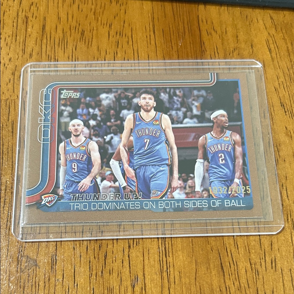 2025-26 Topps Thunder Up! #288 OKC Trio Dominates Gold Numbered 1032/2025